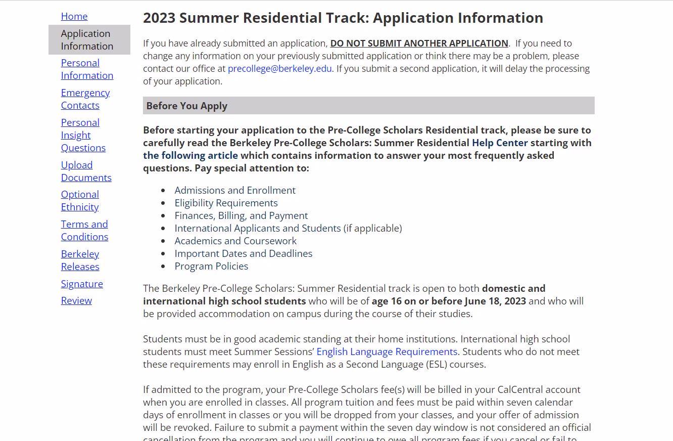 What Important Considerations Should I Keep in Mind when Completing the  Program Application? – Berkeley Summer Sessions Pre-College Scholars Program