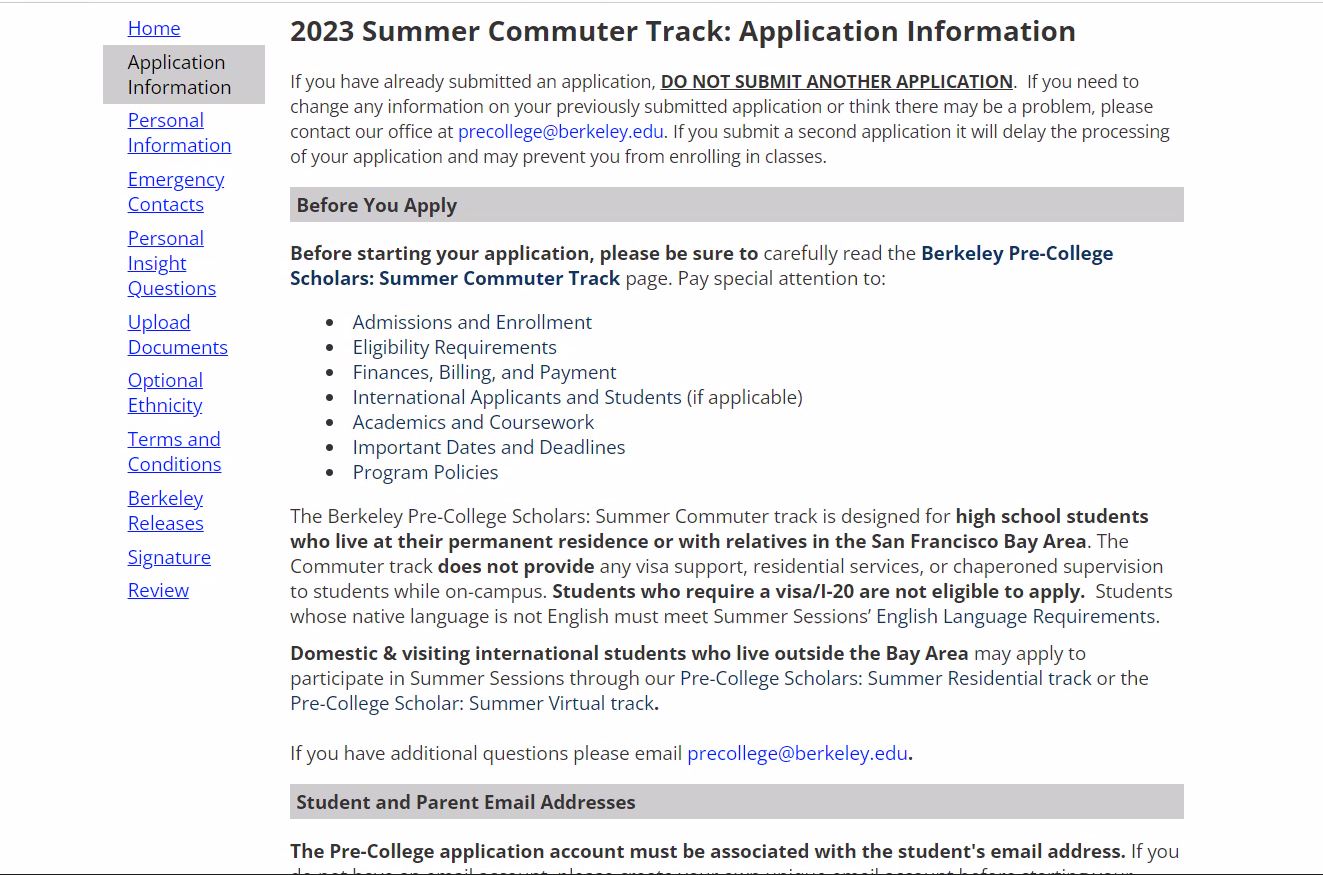 What Important Considerations Should I Keep in Mind when Completing the  Program Application? – Berkeley Summer Sessions Pre-College Scholars Program